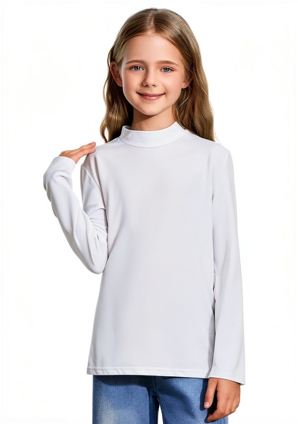 Girls Mock Neck Long Sleeve Top KidFit Activewear Breathable Spandex-2