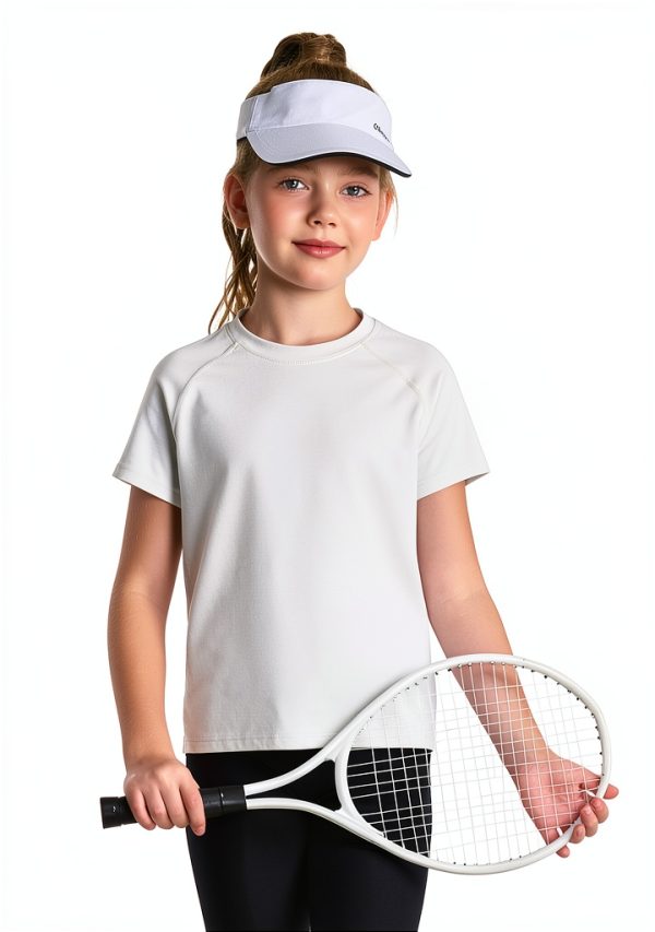 Girls Athletic T Shirt C4C071 Yoga Fabric Raglan Short Sleeve-1