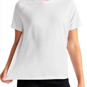 Girls Athletic T Shirt C4C071 Yoga Fabric Raglan Short Sleeve-0