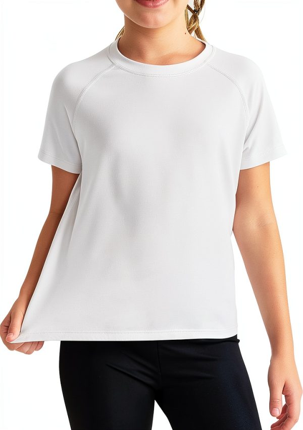 Girls Athletic T Shirt C4C071 Yoga Fabric Raglan Short Sleeve-0