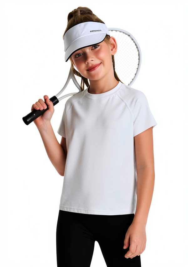 Girls Athletic T Shirt C4C071 Yoga Fabric Raglan Short Sleeve-2