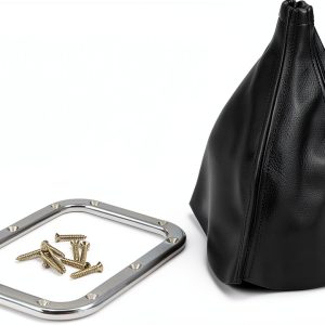 Lokar Brushed Billet Shifter Boot & Ring Black Naugahyde USA-0