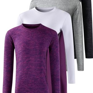 Girls Long Sleeve Shirt 5 Pack Soft Stretch Activewear Multiple Colors-0