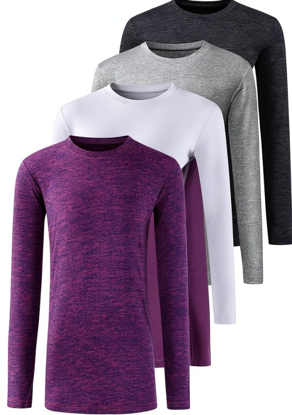 Girls Long Sleeve Shirt 5 Pack Soft Stretch Activewear Multiple Colors-0