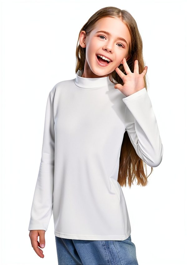 Girls Mock Neck Long Sleeve Top KidFit Activewear Breathable Spandex-3