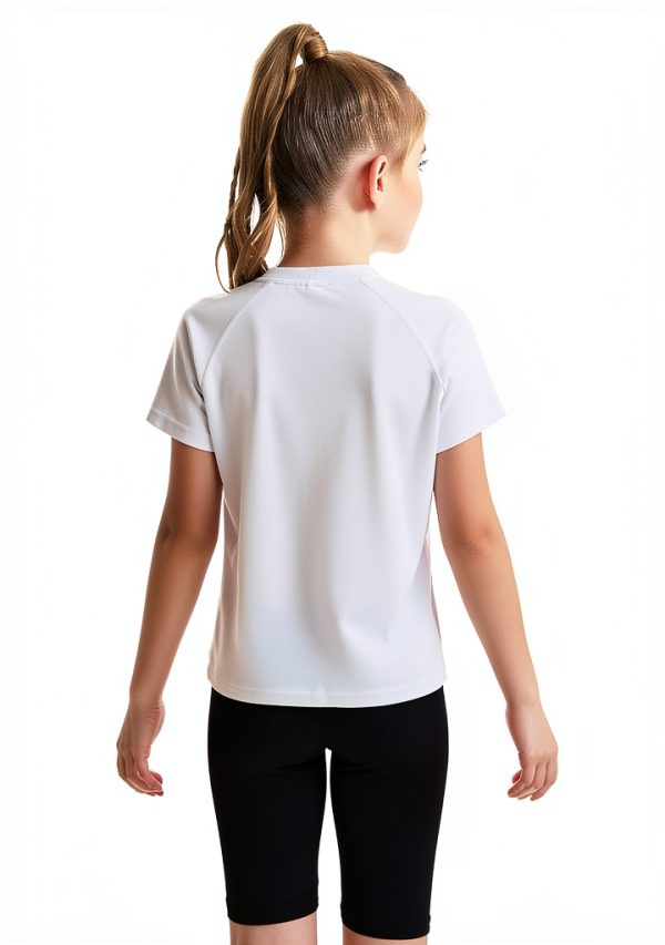 Girls Athletic T Shirt C4C071 Yoga Fabric Raglan Short Sleeve-4