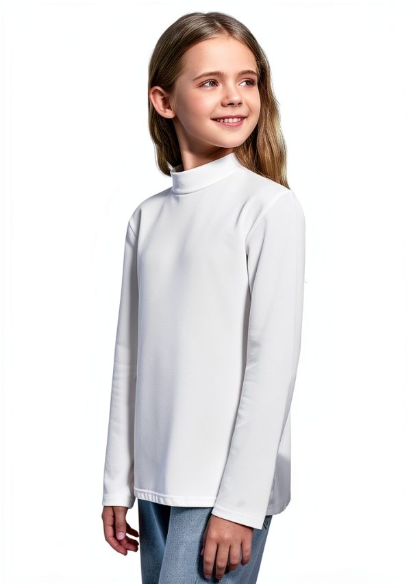 Girls Mock Neck Long Sleeve Top KidFit Activewear Breathable Spandex-4