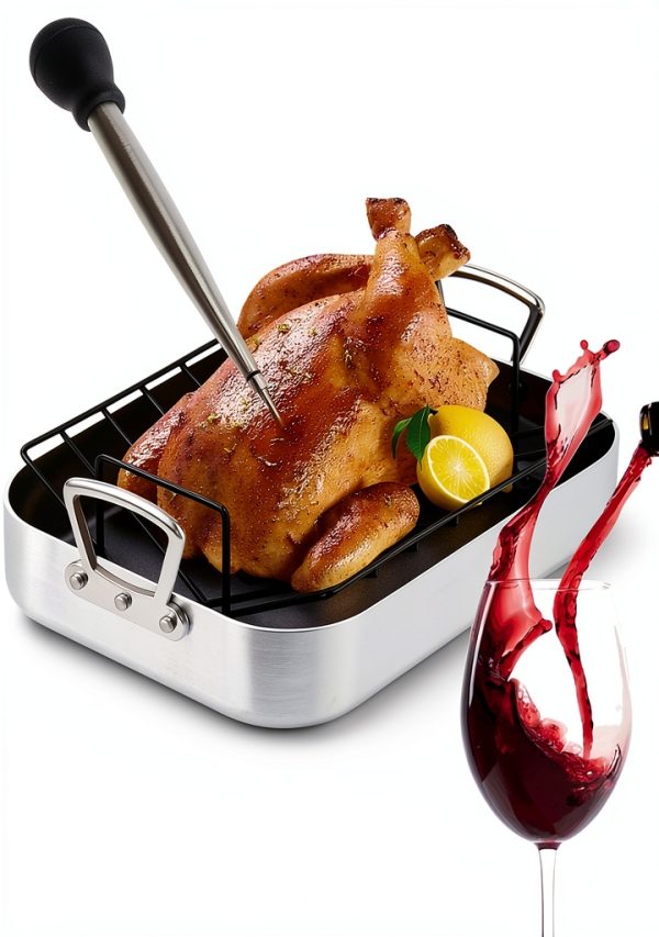 304 Stainless Steel Turkey Baster by Home Servz – Black Rubber Bulb-1