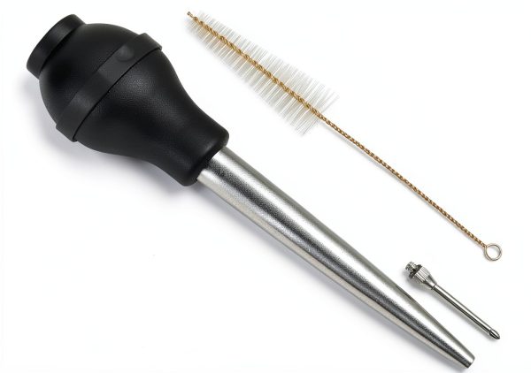 Home Servz Steel Turkey Baster with Injector Black Bulb-0