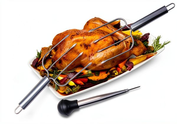 Stainless Steel Turkey Baster MeiAoJia Rubber Bulb with Brush-6