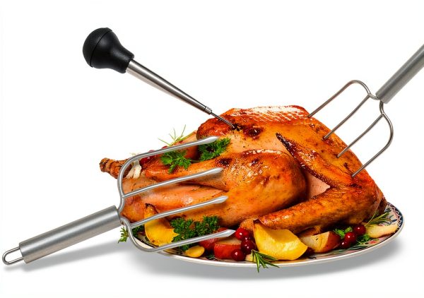 Stainless Steel Turkey Baster MeiAoJia Rubber Bulb with Brush-7