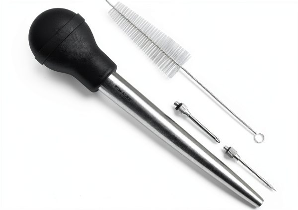 304 Stainless Steel Turkey Baster by Home Servz – Black Rubber Bulb-0