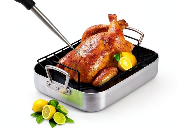 Home Servz Steel Turkey Baster with Injector Black Bulb-1