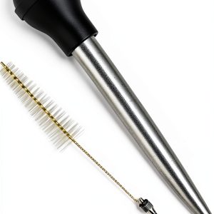 Stainless Steel Turkey Baster MeiAoJia Rubber Bulb with Brush-0