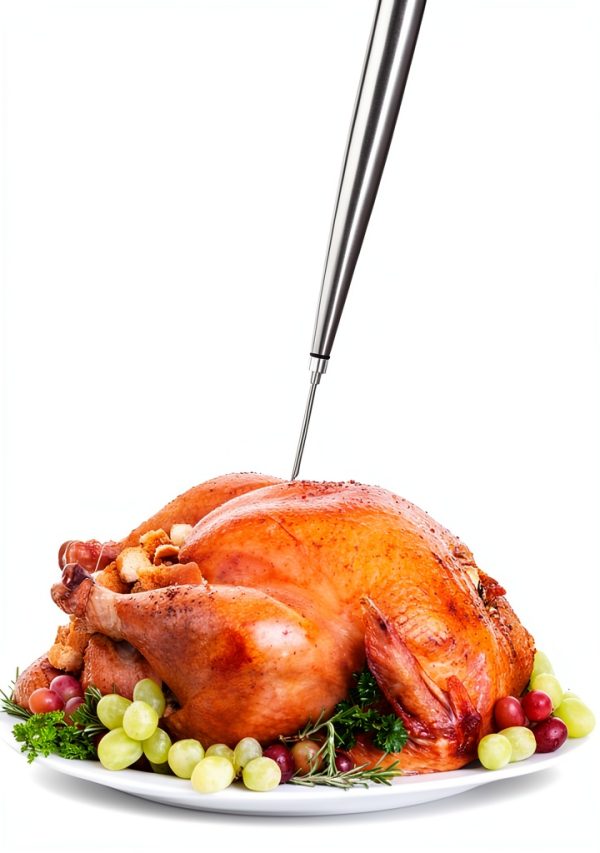 Home Servz Steel Turkey Baster with Injector Black Bulb-2