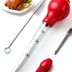 Turkey Baster QPMR Kitchen Tool with Silicone Bulb and Dual Needles-0