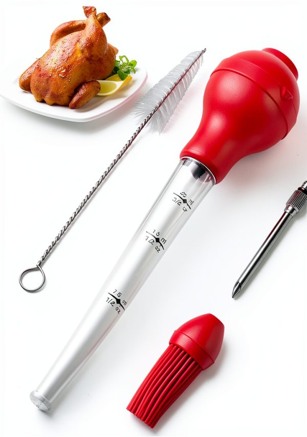 Turkey Baster QPMR Kitchen Tool with Silicone Bulb and Dual Needles-0
