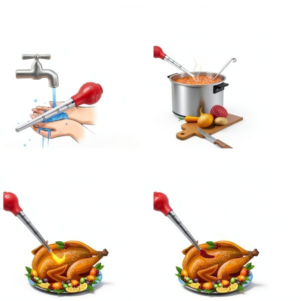 Turkey Baster QPMR Kitchen Tool with Silicone Bulb and Dual Needles-4