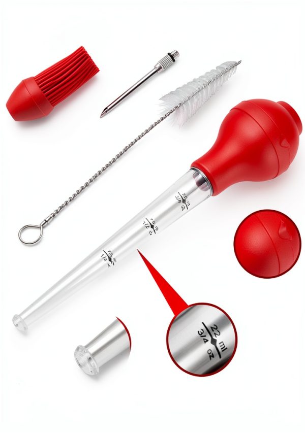 Turkey Baster QPMR Kitchen Tool with Silicone Bulb and Dual Needles-1