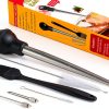 Turkey Baster MEWMET Stainless Steel with Injector & Cleaning Brushes-0