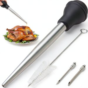 Rainspire Turkey Baster Steel with 2 Detachable Needles – Black-0